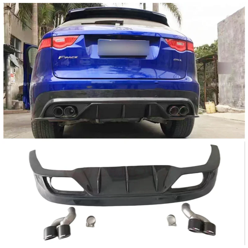 

For Jaguar F-TYPE 2016 2017 2018 2019 2020 Real Carbon Fiber Car Trunk Bumper Lip Rear Diffuser Spoiler Exhaust Protector Cover