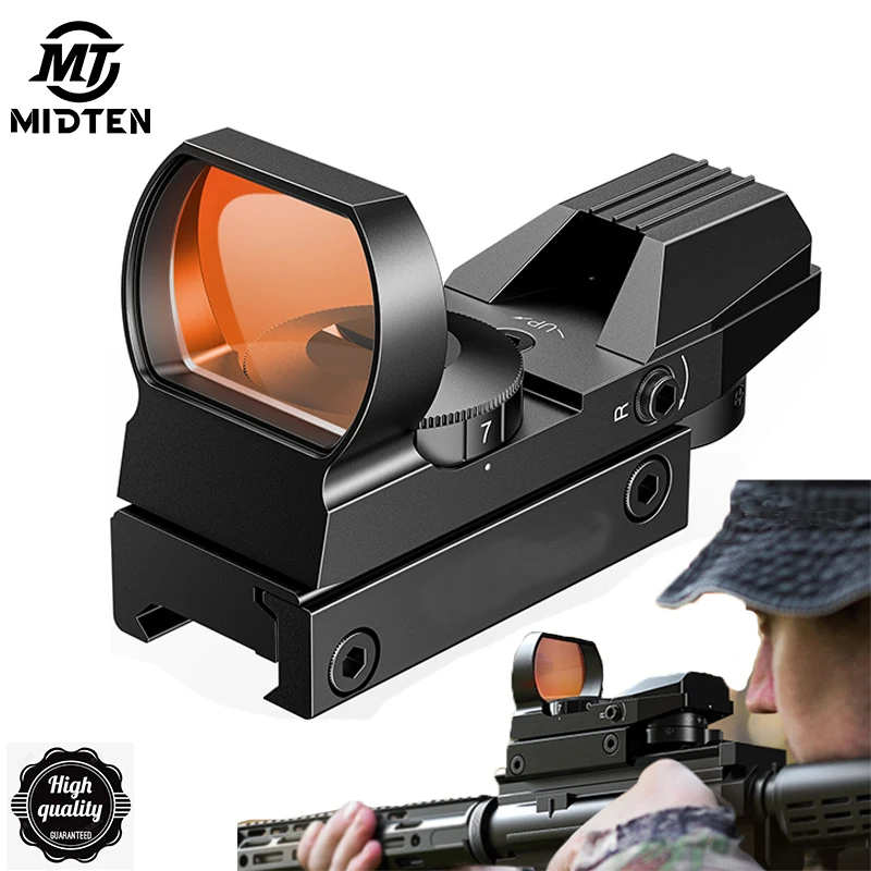 MidTen Red Dot Reflex Sight 4 Adjustable Reticles with Rail Mount Shooting Aiming Optical Instrument Reflection Point Aiming