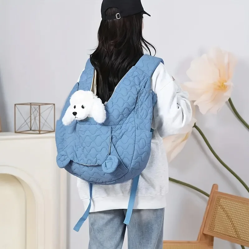 Tragbare Tragetasche für Hunde und Katzen mit atmungsaktivem Netz, freihändige Haustier-Umhängetasche für leichtes, leicht zu tragen im Freien