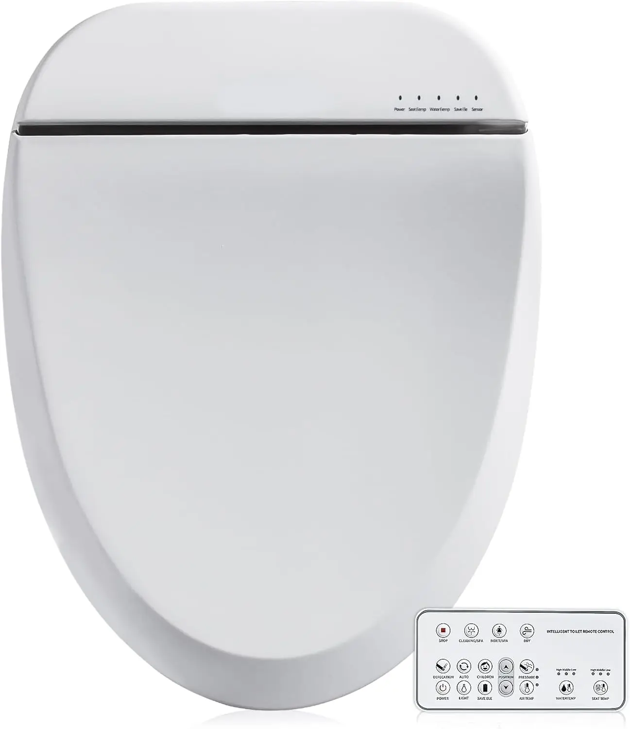 

Bidet Toilet Seat, Electric Smart Heated Seat with Slow Closes, Warm Dryer, Rear and Front Wash, Warm Water, Remote Contro