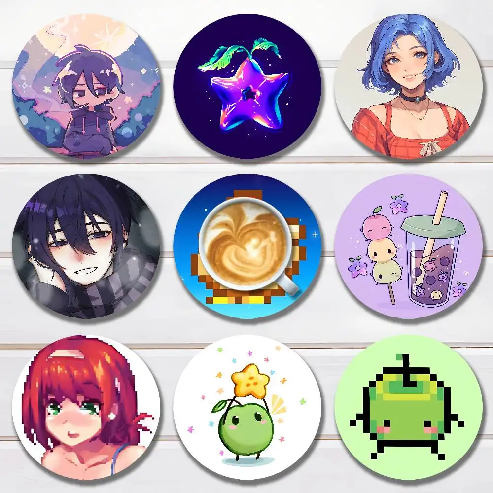 

S-Stardew V-Valley Game Wooden Coasters 10cm Round Cosplay Fans Collect Friends Gifts