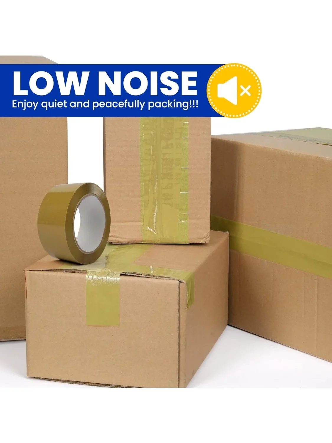 Ruban d'emballage marron à faible bruit de 72 mètres de longueur supplémentaire, ruban brun collant sécurisé pour le déplacement, l'expédition et l'étanchéité