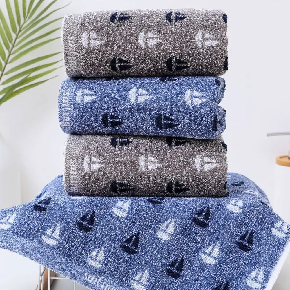 Beach Towel 35x75cm Sailing Cotton Bath Towel Luxury Thickened Couple Shower Towel Simple Water Absorption Face Towel Household