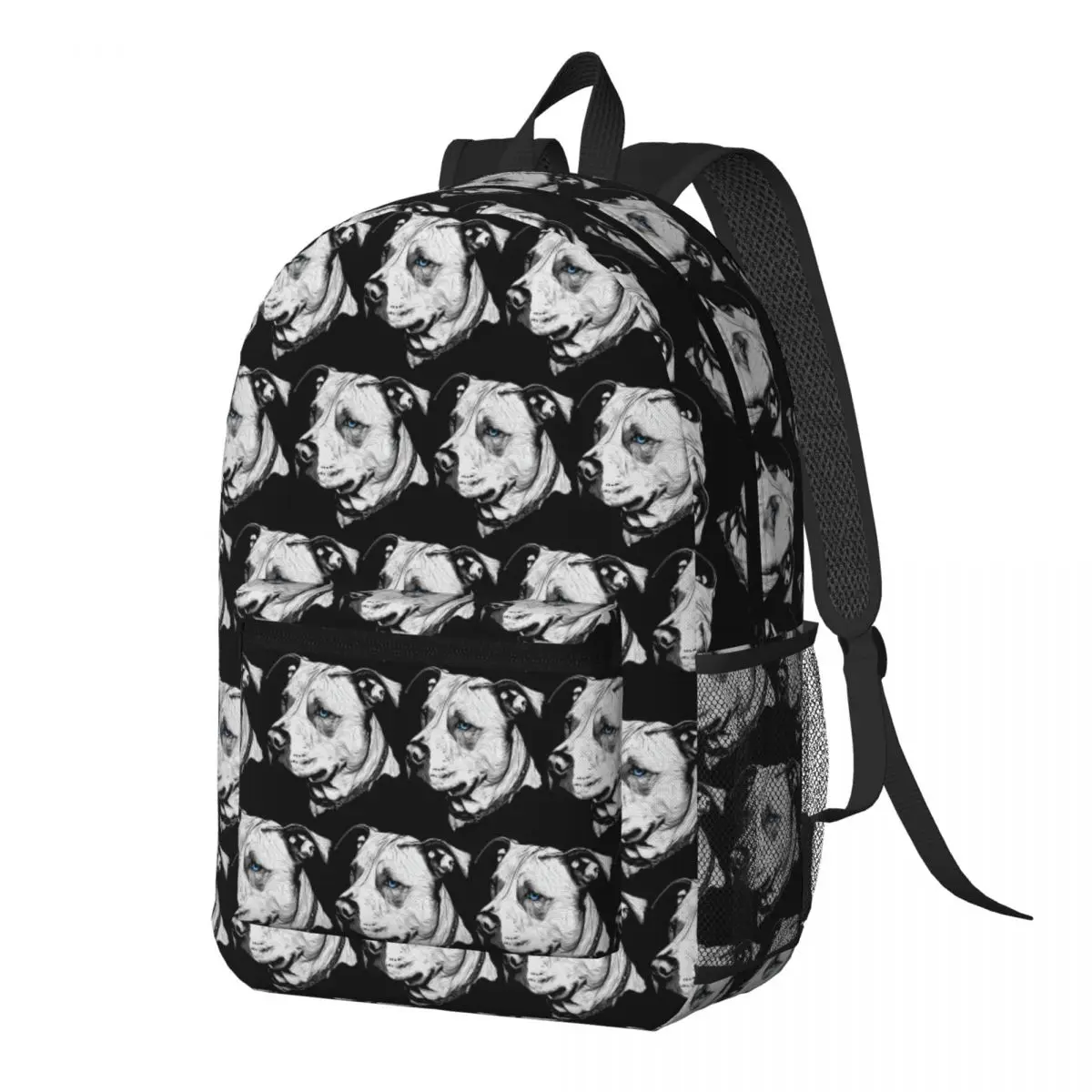 Minimalist Line Pitbull With Blue Eyes Backpack Daypack Large Capacity Children BookBag School Bag Shoulder Bags for Men Women