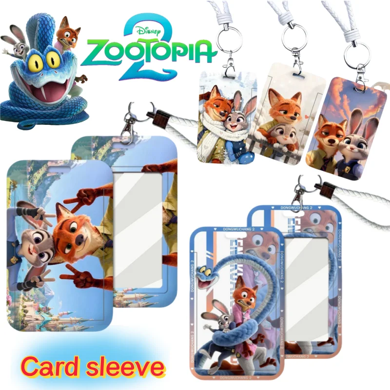 

New Zootopia Judy Hopps Nick Wilde Creative Sliding Card Holder for Students Campus Card and ID Protection Anti-Loss Pendant