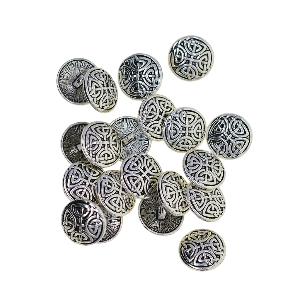 20 Pcs 17mm 0.7inch Tibetan silver  round maze Garment Clothing Fastening 1 hole Sewing Buttons jewelry DIY