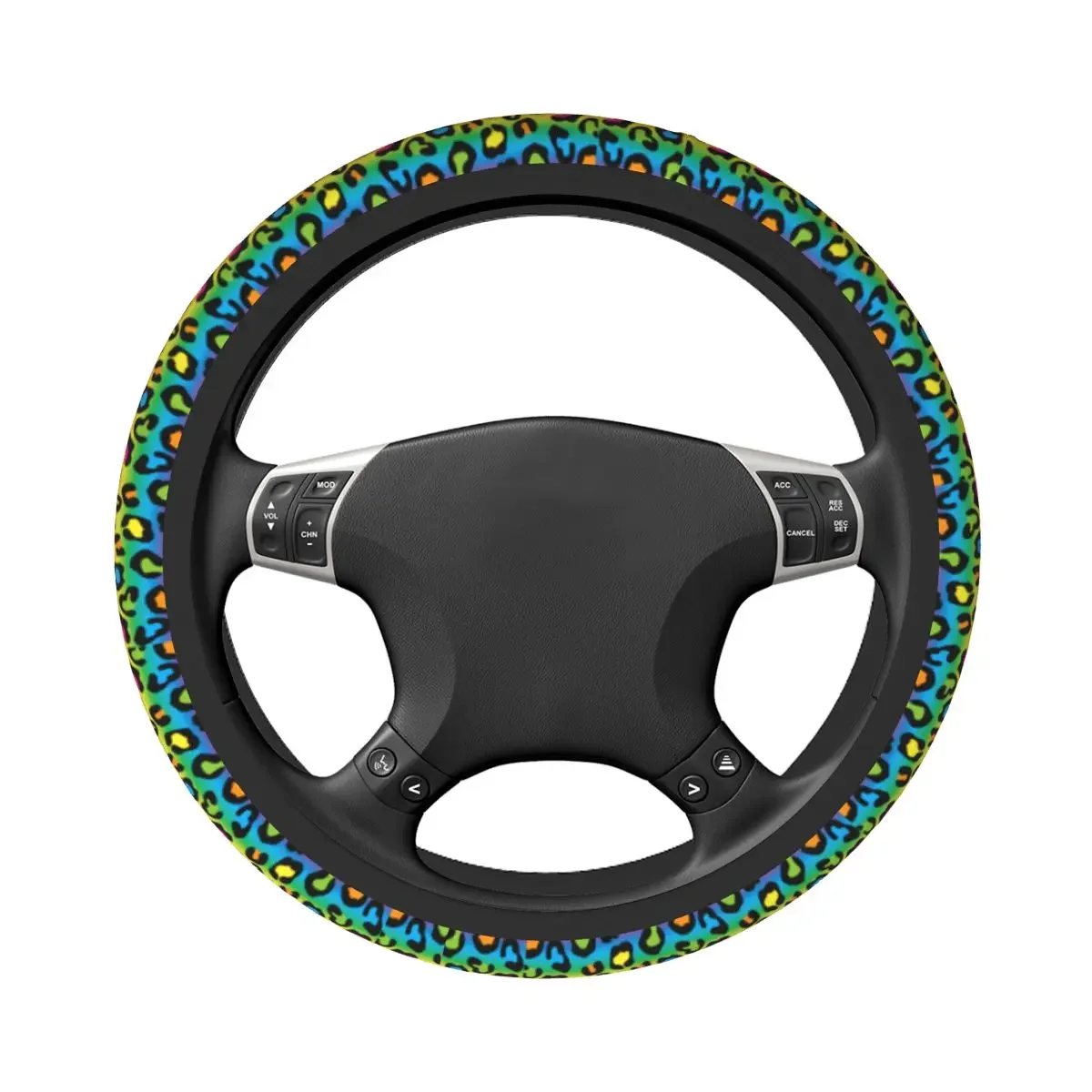 38cm Car Steering Wheel Covers Rainbow Leopard Lgbt Pride Braid On The Steering Wheel Cover Car-styling Suitable Car Accessories