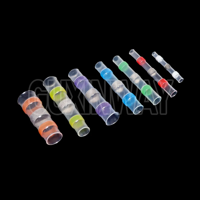 50PCS Heat Shrinkable Wire Connectors SST21 Waterproof Sleeve AWG22-18 Butt Electrical Splice Tinned Solder Seal Terminal