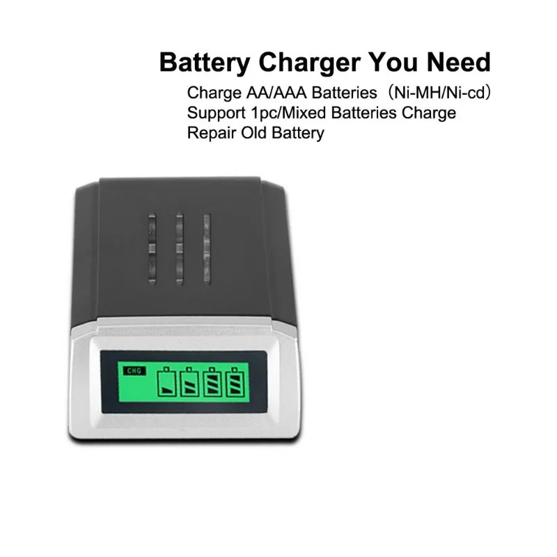 EU/US/UK Plug For AA/AAA NiCd NiMh Rechargeable Batteries LCD-002 LCD Display With 4 Slots Smart Intelligent Battery Charger