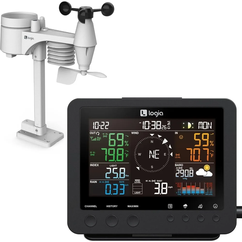 17-in-1 Weather Station with Wireless 7-in-1 Wireless Sensor Array Weather Monitoring System, Temperature Humidity Wind Speed