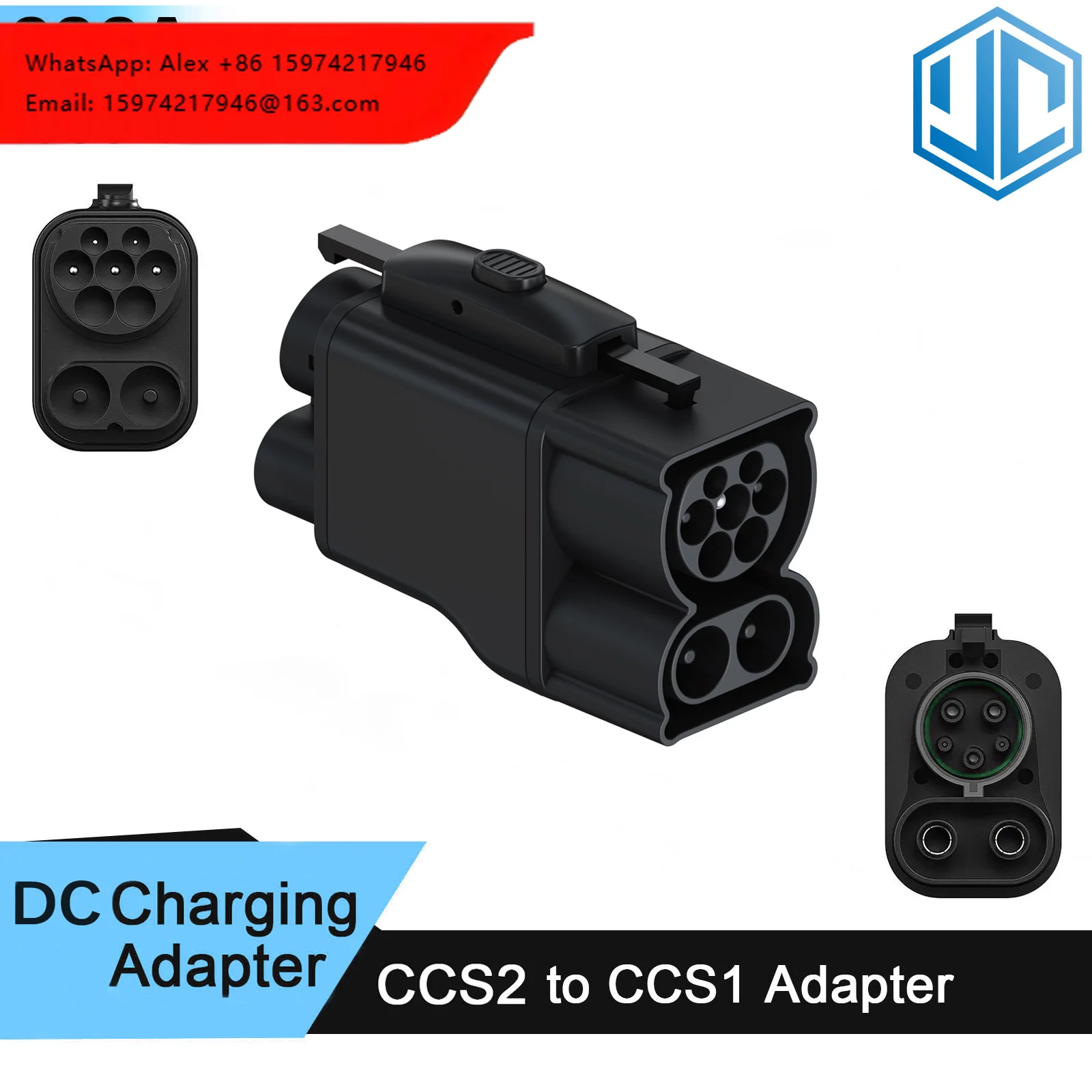 New 500A CCS2 To CCS1 Adapter DC Fast Charging EV Connector 1000V Combo 2 To Combo 1 Charger Adapter For CCS1 Electric Vehicle