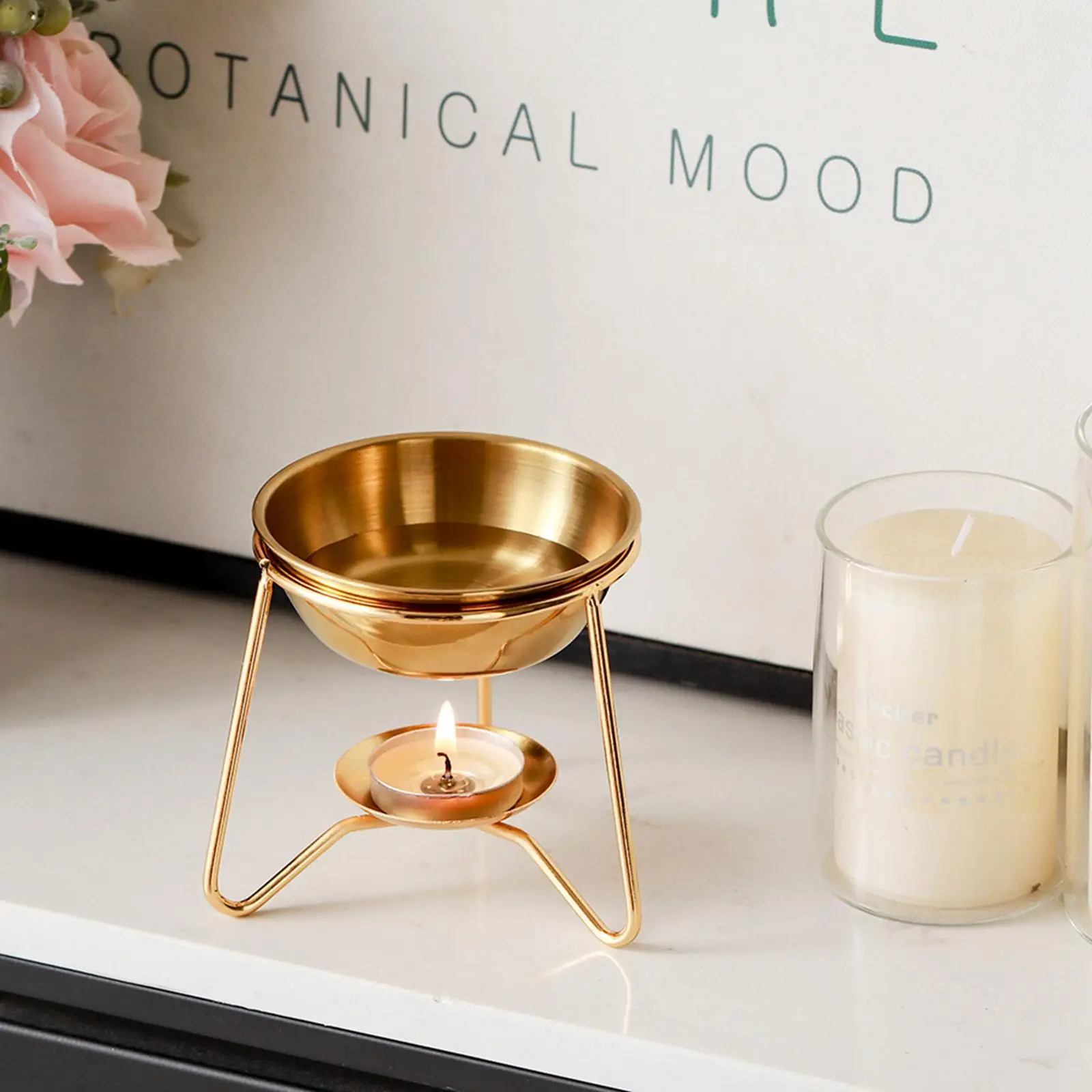 Oil Burner Wax Melt Aroma Lamp Iron Fragrance Diffuser Candle Holder for Bedroom Spa Tabletop Decor