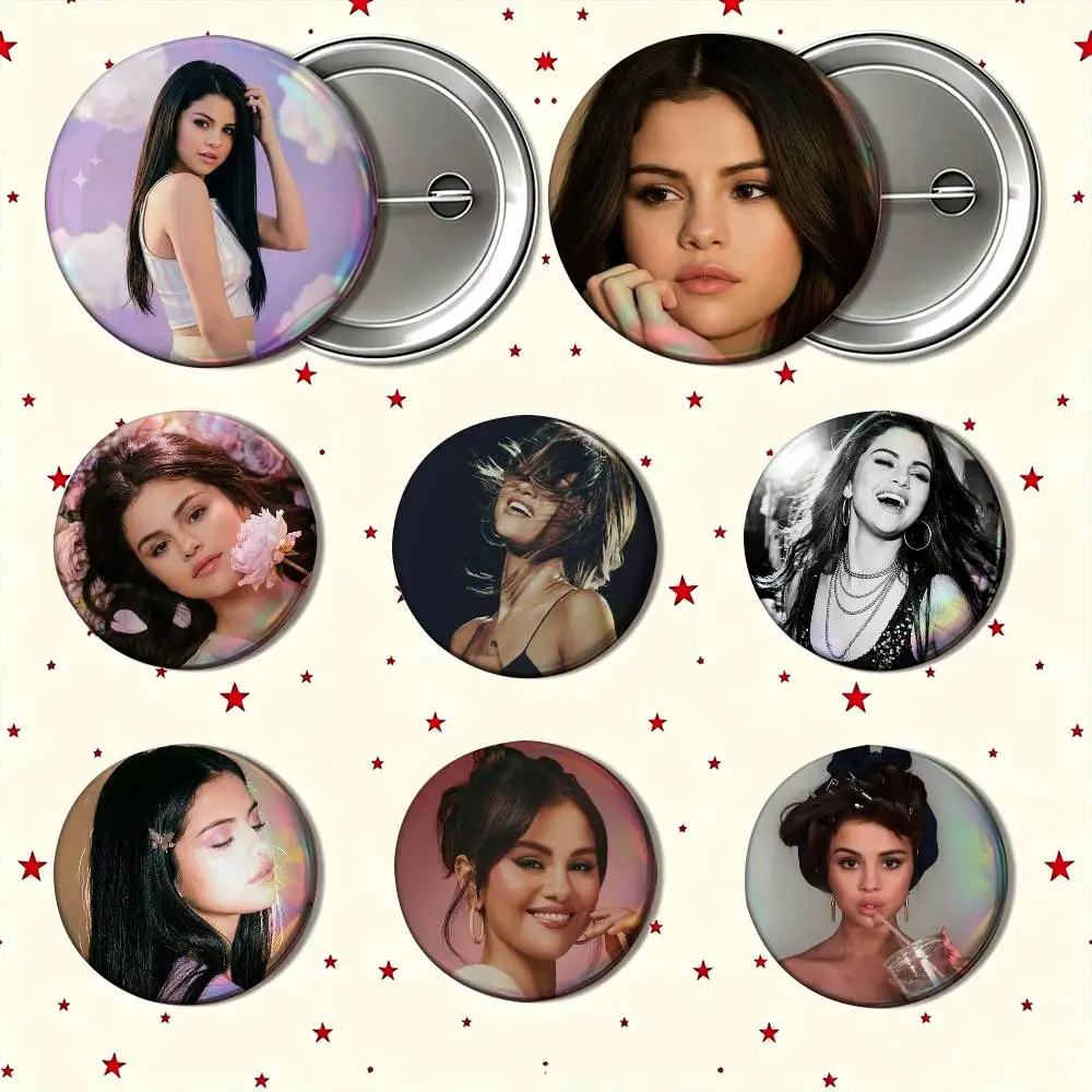 Singer Selena Marie Gomez Enamel Pin Tinplate Round Brooch Cosplay Nijigen Otaku Culture Badge 25mm 32mm 44mm 58mm