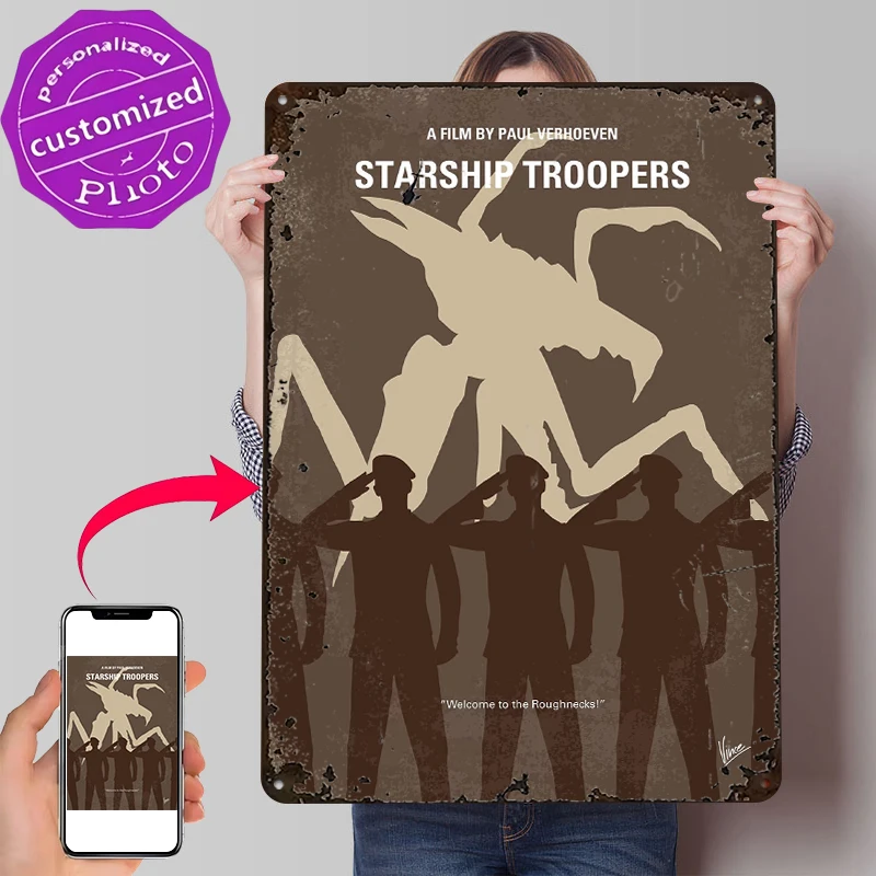No424 My Starship Troopers Minimal Movie Lightly 3D Poster Customized Vintage Metal Signs Wall Art Retro Tin Plaque for House