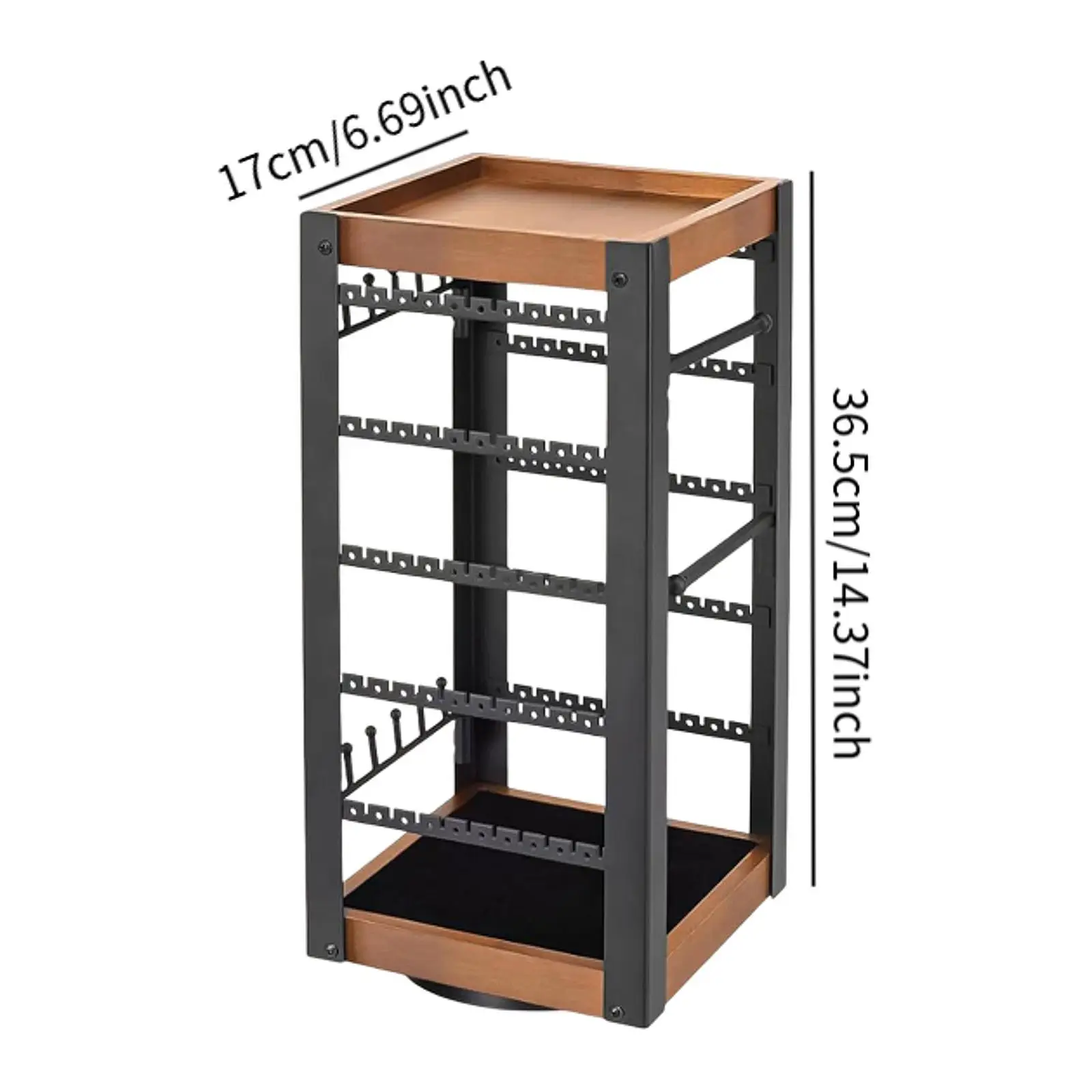 Rotatable Earring Necklace Jewelry Organizer Display Stand Square Jewelry Storage Holder for Home Shop