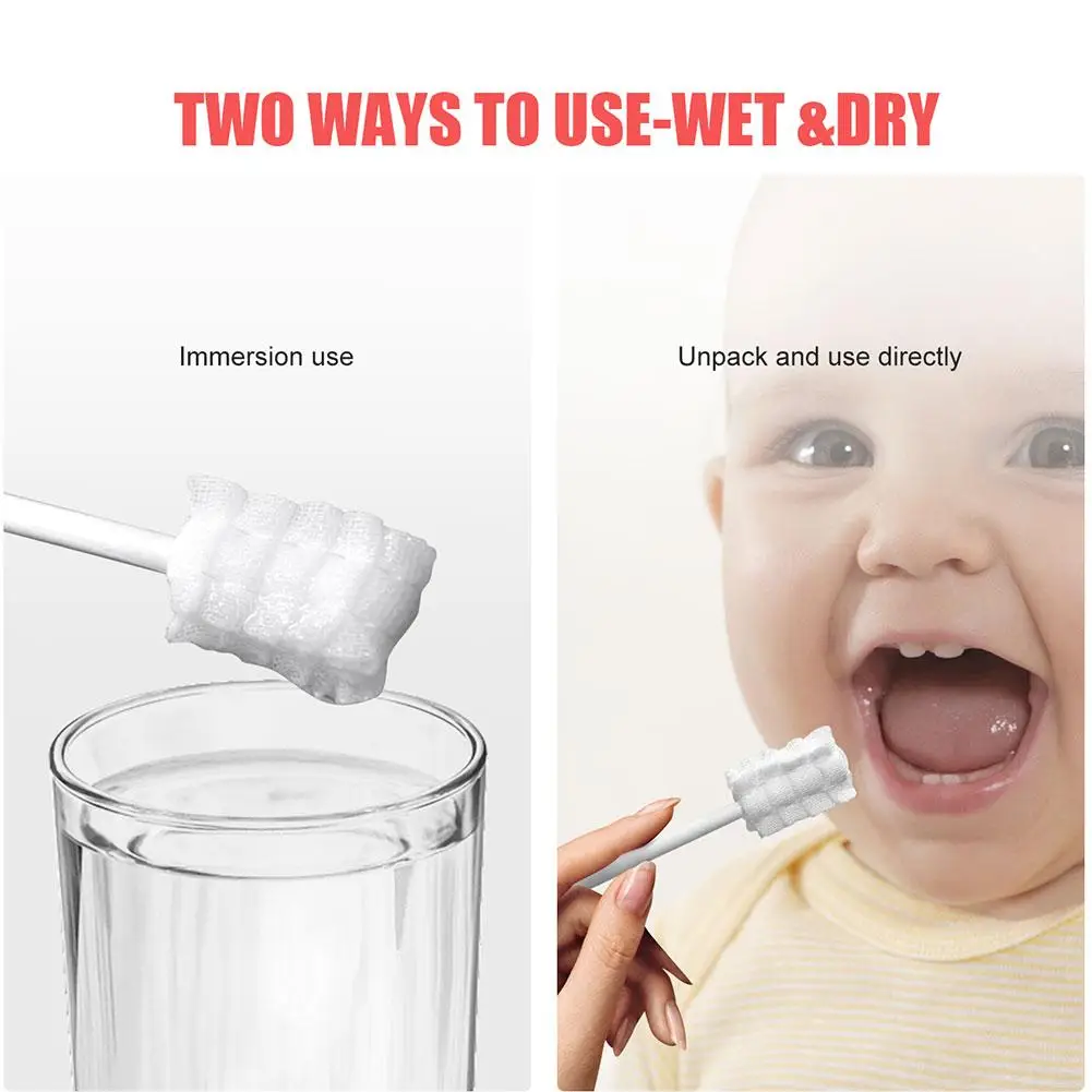 30 Pcs/Box Baby Tongue Cleaner Disposable Gauze Toothbrush Paper Rod Infant Oral Cleaning Brush Stick Dental Care