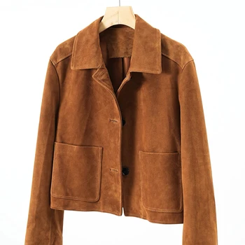 سترة ريترو كيد من جلد الغزال ل...