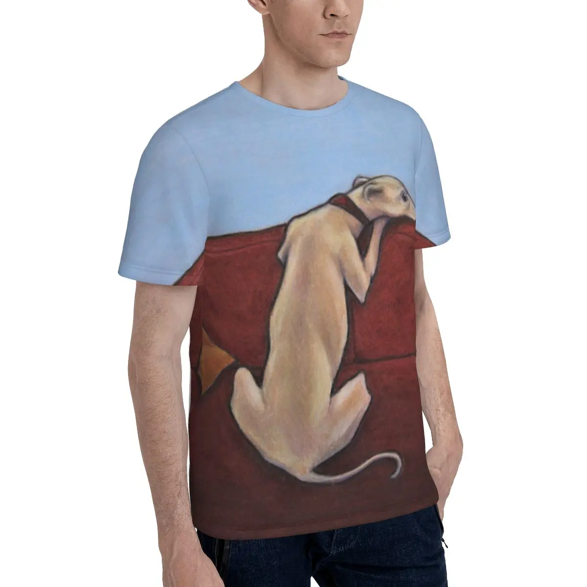 Whippet Waiting T Shirt Men All Over Print Tshirt Awesome Tees Short Sleeves Greyhound Hound Dog T-shirts Clothing Gift