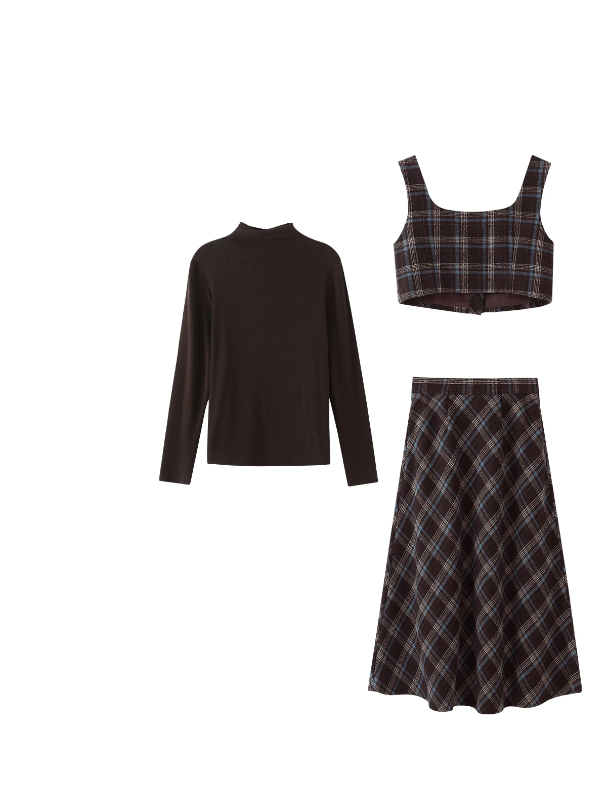 South Deer Ophelia Tee-Piece Set Long Sve Base irt Vest Skirt Autumn New Arrival Faion Women's Wear Made in China