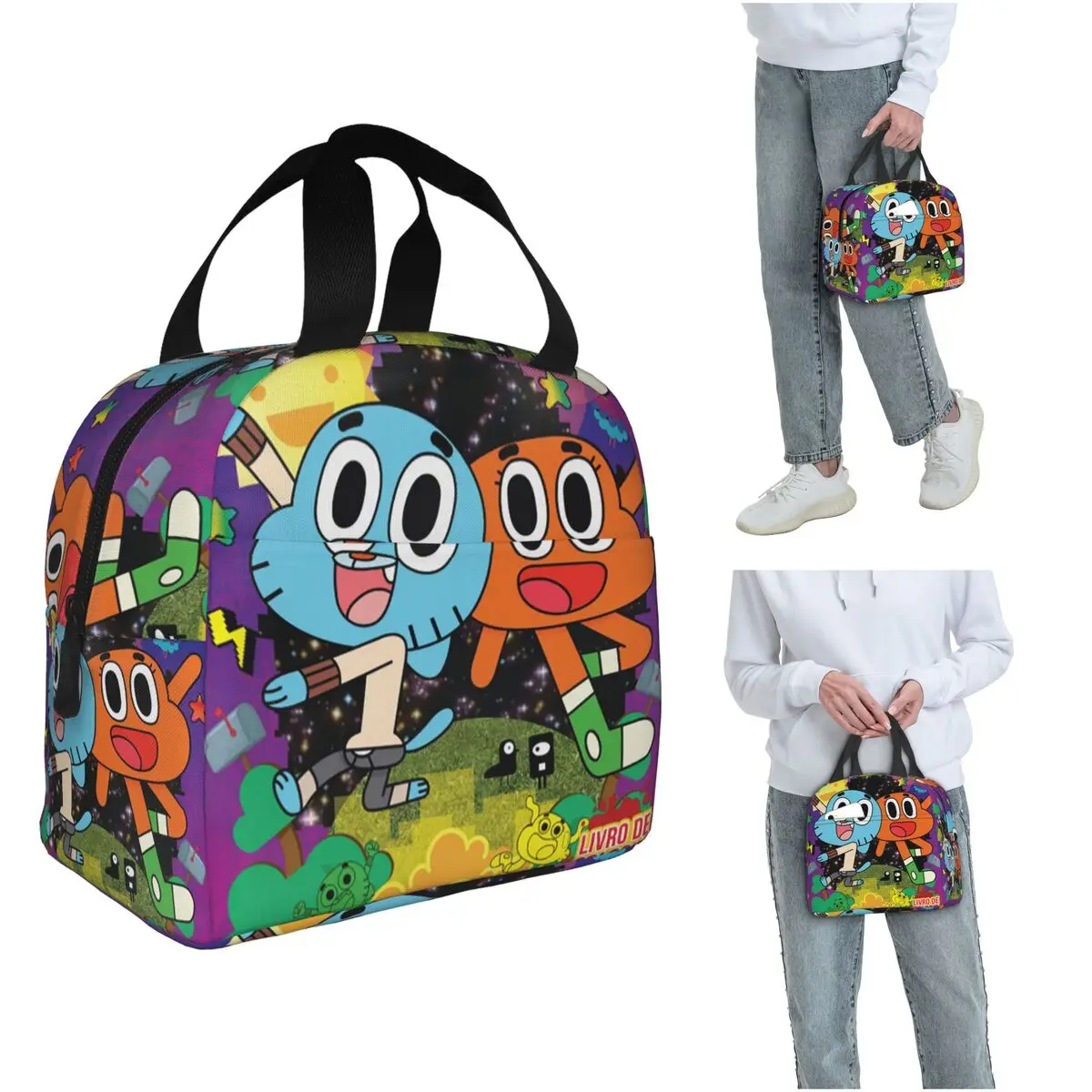 

Изолированная сумка для обеда с мультяшной игрой Gumball для женщин, офисный холодильник, термоящик для еды, сумка, герметичные коробки для завтрака, контейнер