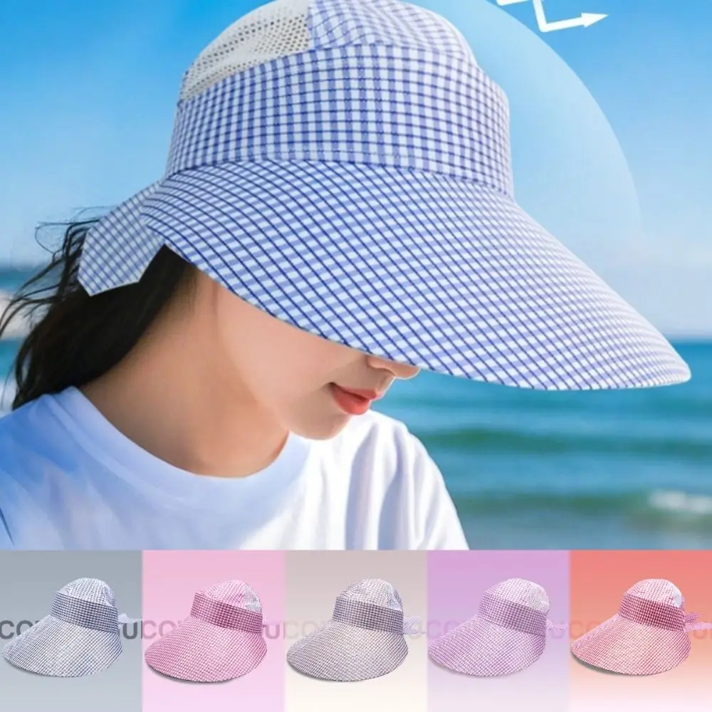 Face And Neck Bucket Hat Checked Wide Brim Summer Sunscreen Protective Cover Flodable UV Protection Hat Fishing Hunting Hiking