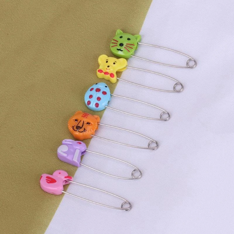 10Pcs Stainless Steel Safety Pins Kids Cloth Nappy Locking Brooch Buckles Baby Care Shower Diaper Clips Holder DIY Craft