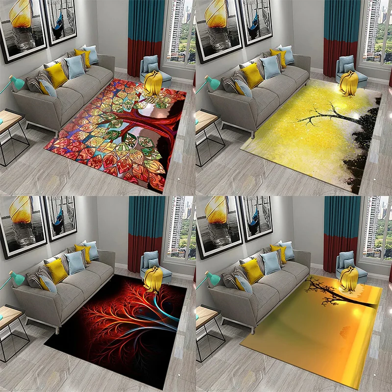 

3D красочный абстрактный коврик в виде дерева для кухни, ванной комнаты, входа, нескользящий, декор для гостиной, балкона, спальни