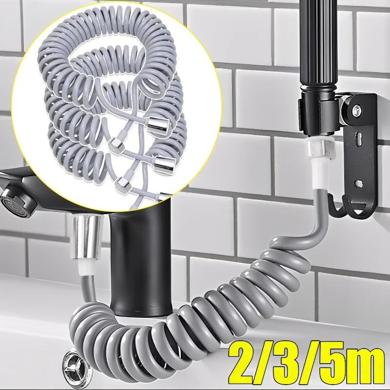 

2/3/5 м гибкий душевой шланг, универсальный пружинный удлинитель, ручной распылитель, соединитель для трубы, пружинная трубка, аксессуары для дома, кухни, ванной комнаты