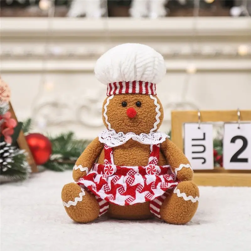 AT13 Christmas Decorations, Cartoon Sitting Gingerbread Figurines, Desktop Decoration Props