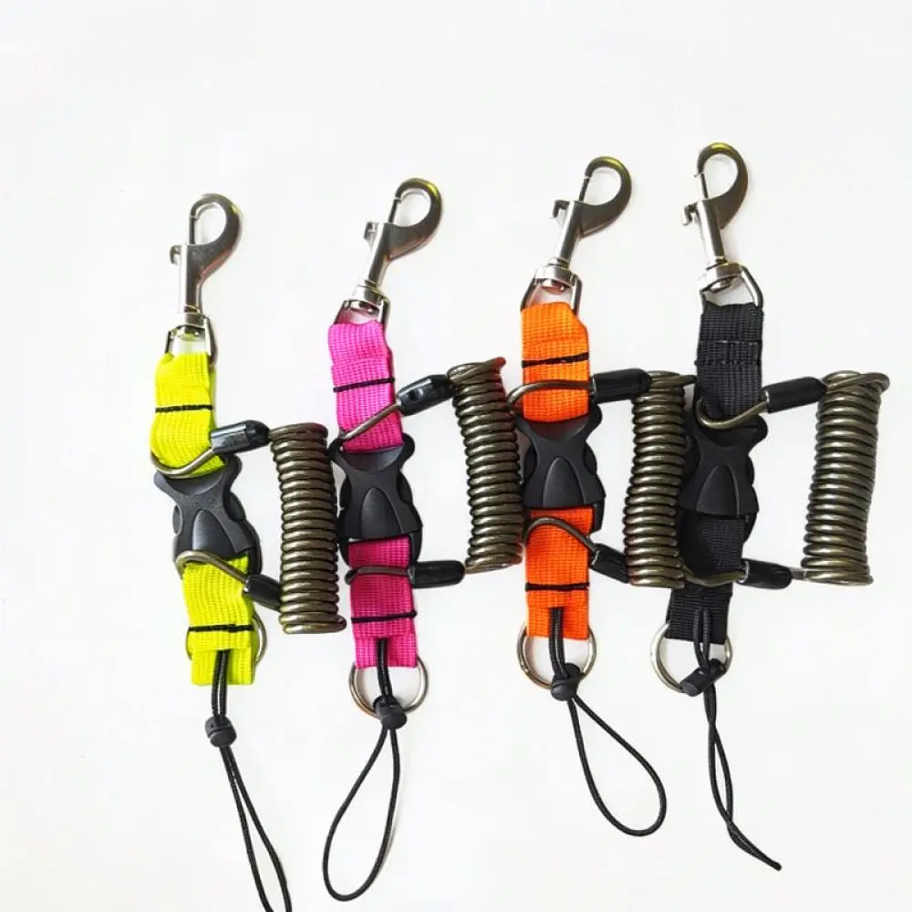 High Elastic Coil Lanyard Stainless Steel Hook For Outdoor Fishing Diving Equipment Anti Lost Safety Tether Rope Accessory