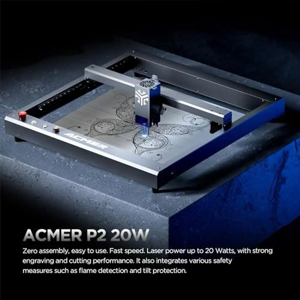 20W Laser Engraver CNC Machine 420*400mm Engraving Area High Precision Safety Lock Emergency Stop Button WiFi USB TF Card