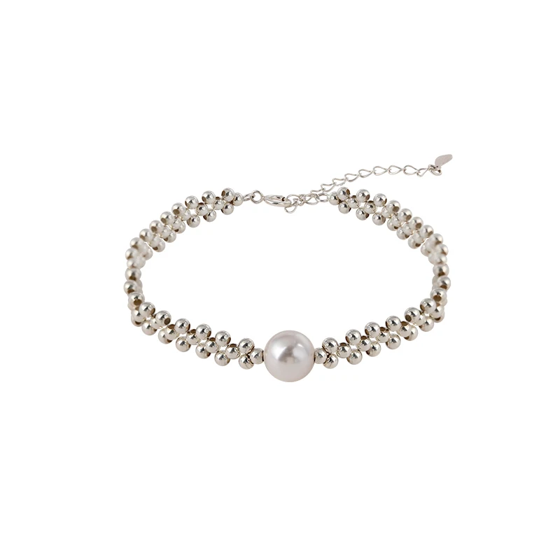 

Pearl small round bead woven bracelet, light luxury high-end women's bracelet.