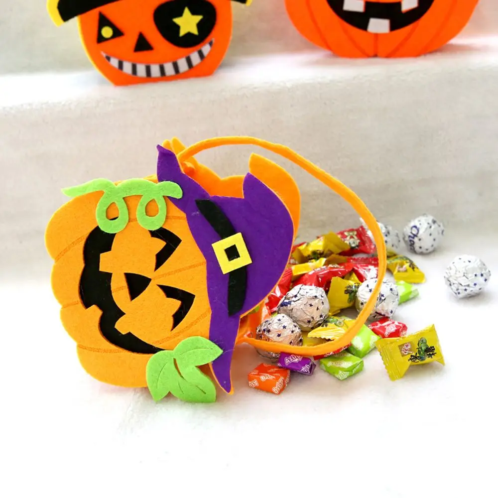 For Children Kids With Handle Halloween Decoration Trick Or Treat Non-woven Bag Gift Pouch Halloween Candy Bag Tote Bag
