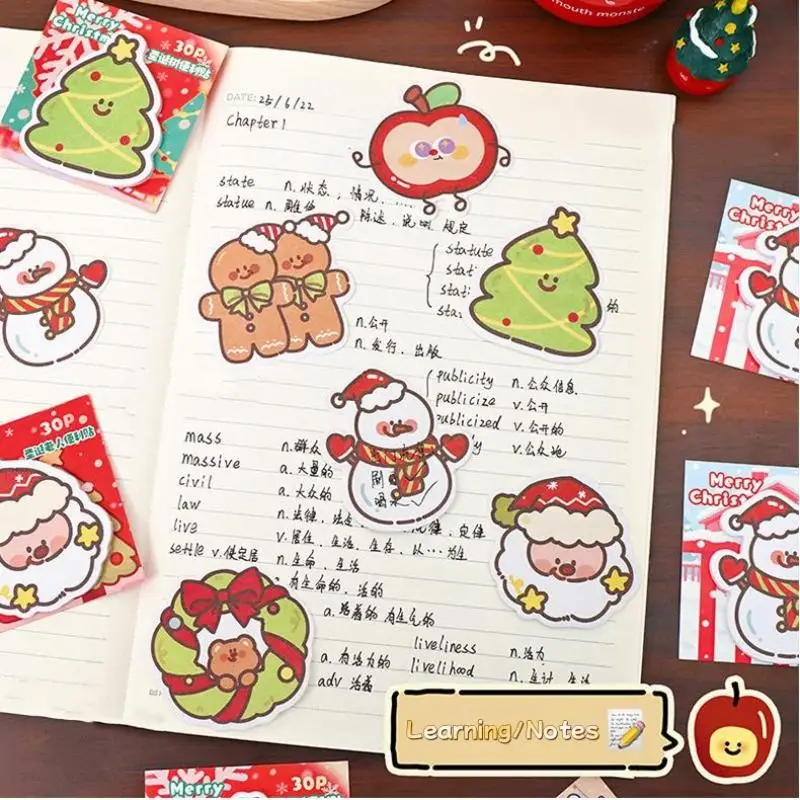 

5/10Pcs Cute Cartoon Christmas Message Sticky Note Kawaii Student Stationery Memo Pad Post School Supplies Christmas Gifts
