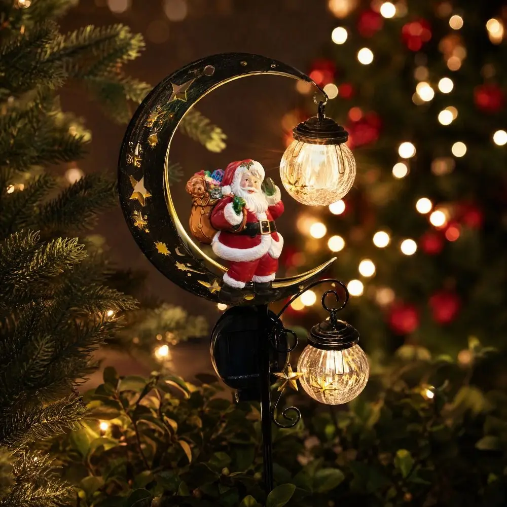 Waterproof Christmas Moon Solar Stake Light Solar Powered Santa Claus Solar Santa Snowman Light Snowman LED Glowing