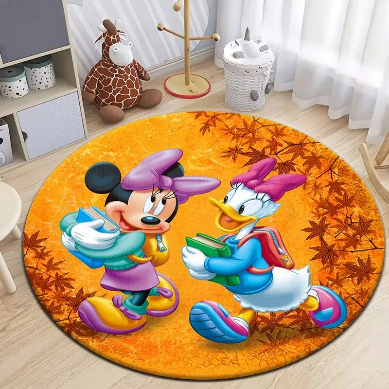 Disney cute Mickey Minnie round carpet children's play non-slip soft carpet home living room bedroom room decoration carpet