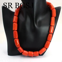 12-14mm  Copper Beads Women Jewelry Trendy Chokers Orange Coral Necklace 18inch