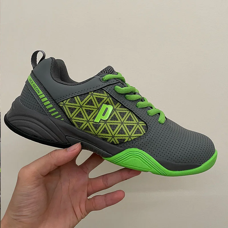 Professionele Tennisschoenen Heren Grijsgroen Leren Pumps Heren Badmintonschoenen Man Antislip Draagbare Sportschoen Grote Jongen