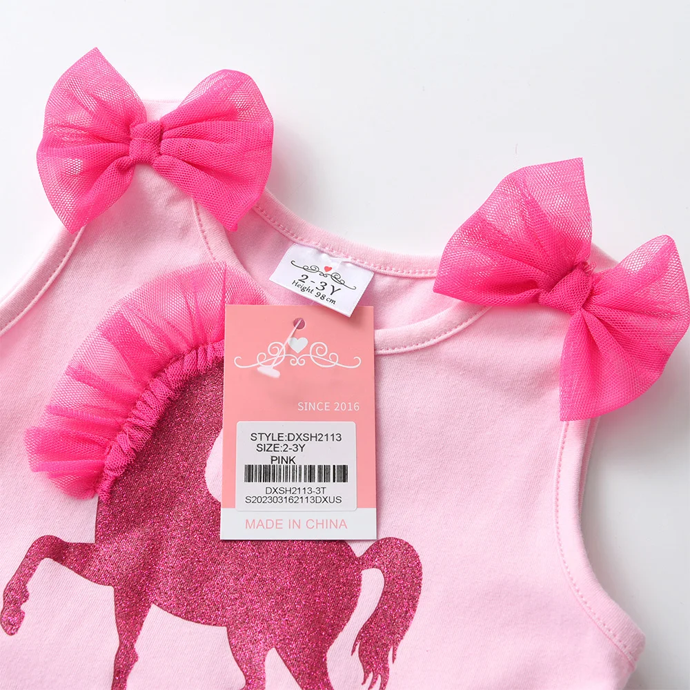 Vikita Mädchen Tutu Kleid Kinder Licorne Cartoon Print Kleid Mädchen rosa Prinzessin Vestidos Kinder geschichteten Kuchen Tüll Mesh Party Kostüme