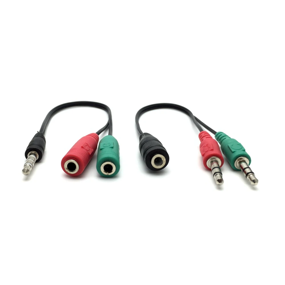 Splitter Headphone jack 3.5mm Stereo Audio Y-Splitter 2 Female to 1 Male Cable Adapter Microphone Plug for Headphones