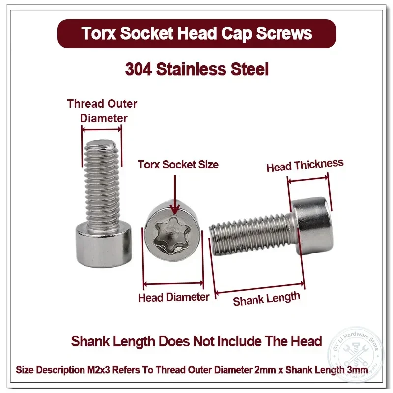 M2.5 M3 M4 M5 A2 304 Stainless Steel Anti Theft Torx Socket Head Cap Screws Anti Disassembly Cylindrical Security Machine Bolts