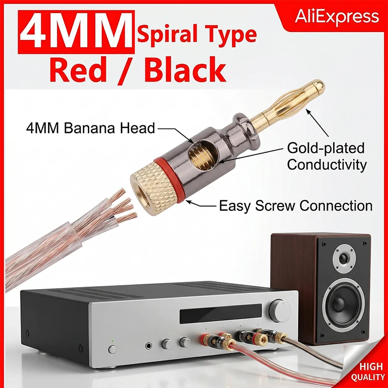 

8 шт. 4-мм штекеры типа «банан» с винтовым креплением, электронный соединитель, медный аудиоклем для стереодинамиков