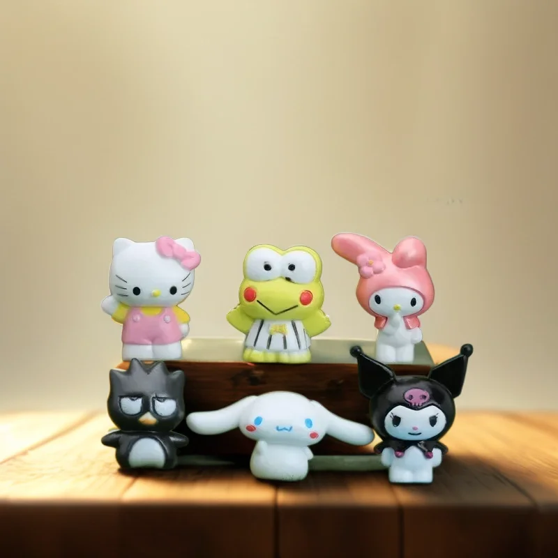 

6Pcs Sanrio Hello Kitty Dolls Toy My Melody Anime Figures Kuromi Cinnamoroll Q Figurals Cake Decoration Model Kid Birthday Gifts
