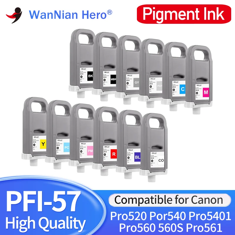 700ML PFI57 PFI-57 Pigment Ink Cartridge With Chip Compatible For Canon Pro520 Pro540 Pro540s pro560s  printer Color