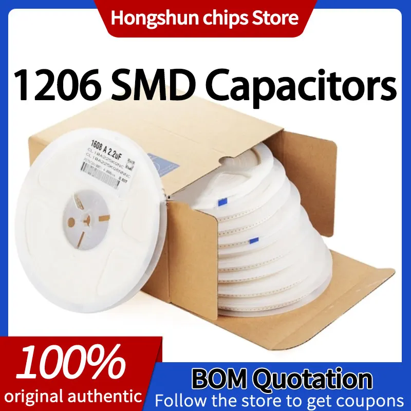 

1206 SMD capacitance 100Pcs 4000Pcs 1nF 1.2nF 1.5nF 1.8nF 2nF 2.2nF 2.7nF 3nF 3.3nF 3.6nF 4.7nF 5.6nF 8.2nF