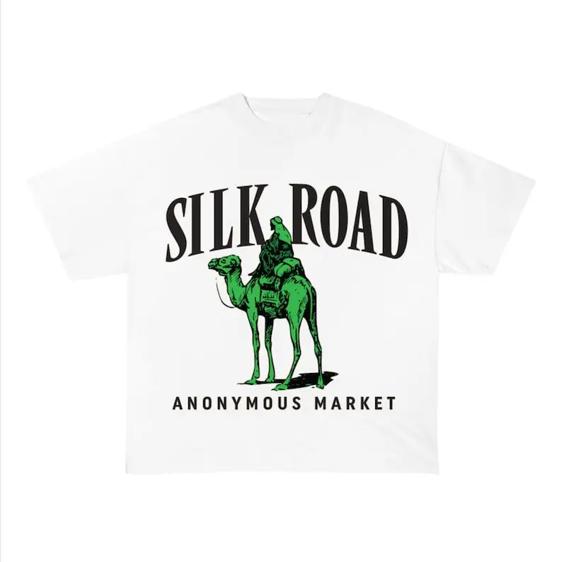 Silk Road Anonymous Marketplace Logo T-Shirt | Vintage Washed White Promo Tee | Retro-Inspired Graphic Shirt