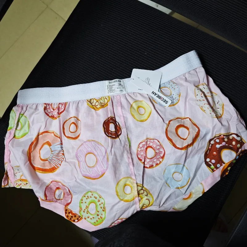 

2026 fashion print beach shorts home Donut print men's new flat pants cotton comfortable boxers XB240507