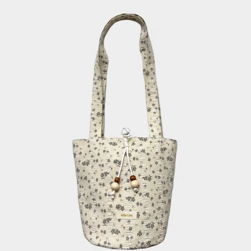 Shoulder Bag Large Capacity Cloth Bag Niche Personalized Fashion Tote Small Fresh Sweet Flower Printing Casual Trend All-match