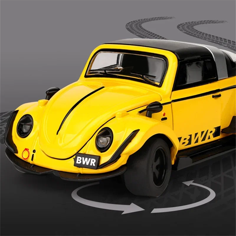

1:32 Beetle Type 1 Alloy Modified Wide Body Sports Car Model Diecasts Metal Classic Vehicles Car Model Sound Light Children gift