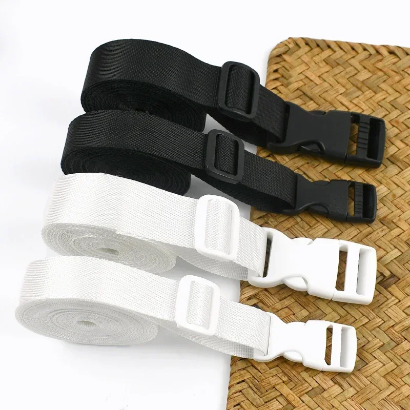 1-5 مجموعات أبيض وأسود النايلون حزام الشريط 20/25 مللي متر البلاستيك الإصدار إغلاق مشبك لحقيبة الظهر حزام المشبك DIY بها بنفسك الخياطة التبعي